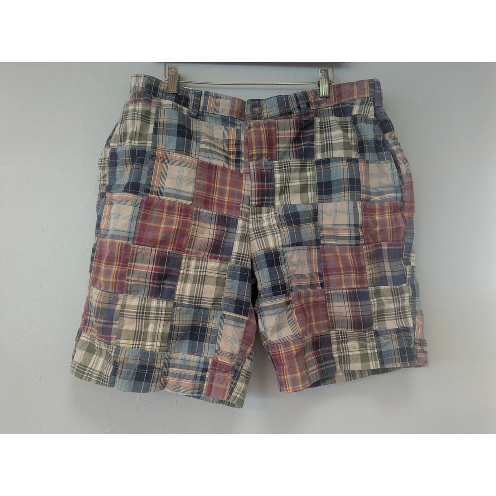 Jos. A. Bank Patchwork Plaid Shorts Men 38 Multi Excellent Madras Cotton Preppy